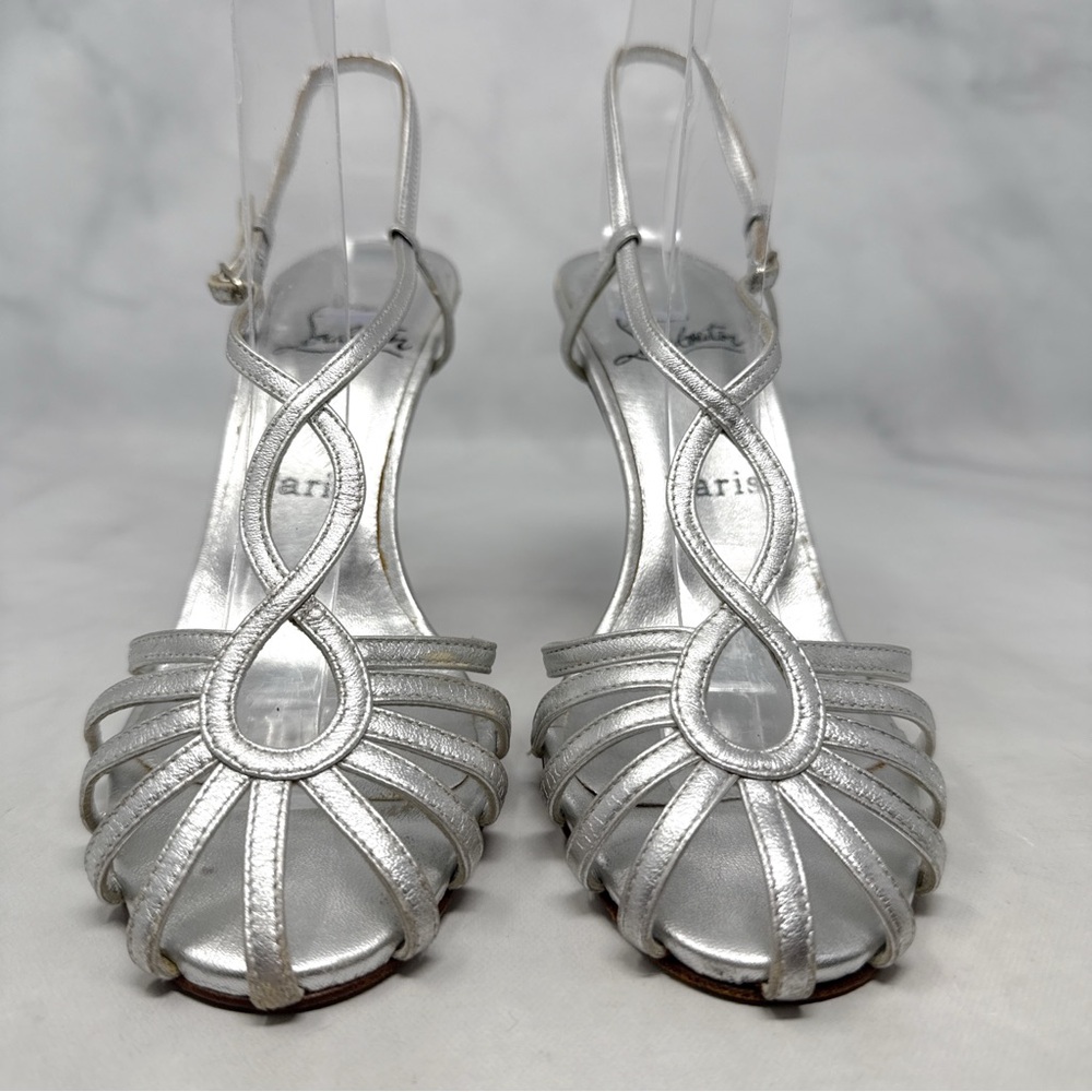 Christian Louboutin Vintage Y2K Metallic Strappy Leather Mary Jane Sandal Heels - Picture 4 of 16